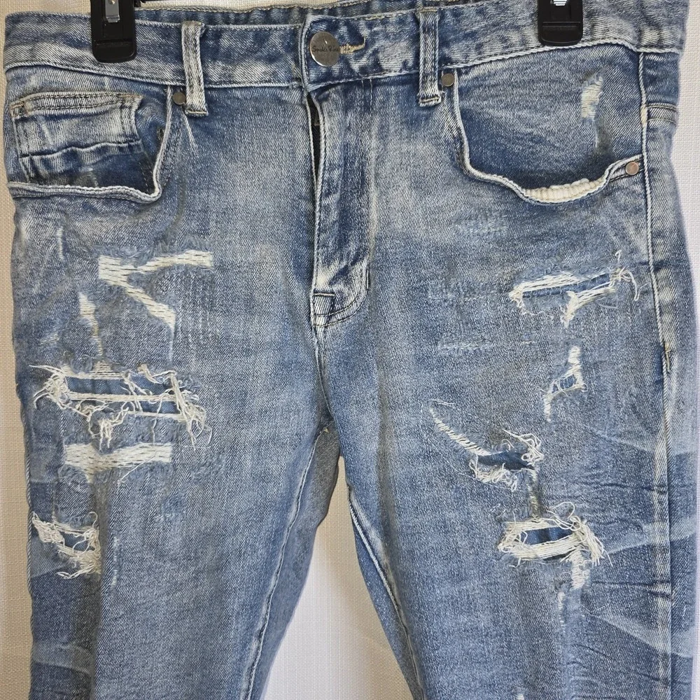 Smoke Rise Jeans Mens 32x32 Distressed Wash Stacked Skinny